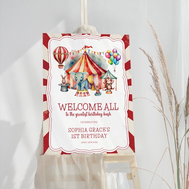 Carnival Sign Circus Animals Birthday Welcome Sign (Creator Uploaded)