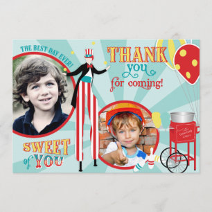 Carnival Stilt Walker Cotton Candy Thank You Card