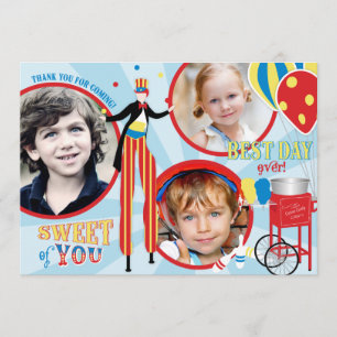 Carnival Stilt Walker Cotton Candy Thank You Card