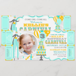 Carnival Tent Cake Birthday Invitations
