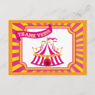 Carnival Tent   Orange and Pink Thank You Cards