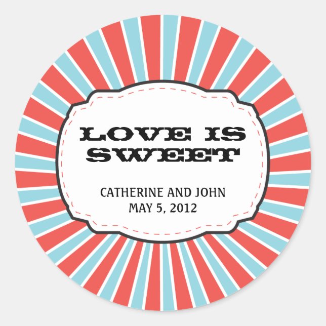 Carnival Themed Wedding Classic Round Sticker (Front)