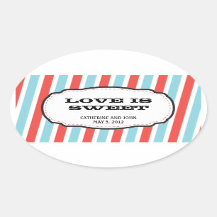 Carnival Themed Wedding Oval Sticker