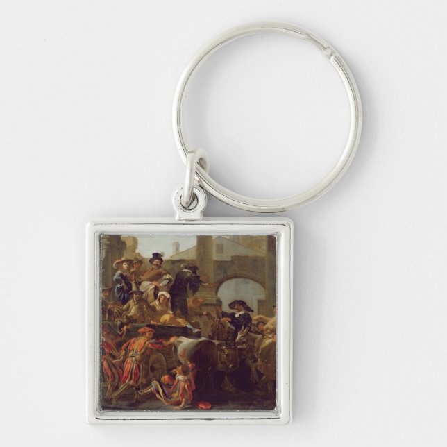 Carnival Time in Rome, 1653 (oil on canvas) Key Ring (Front)