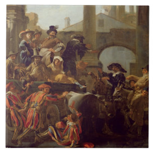 Carnival Time in Rome, 1653 (oil on canvas) Tile