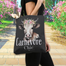Carnivore Chic Cute Pastel Floral Cow 