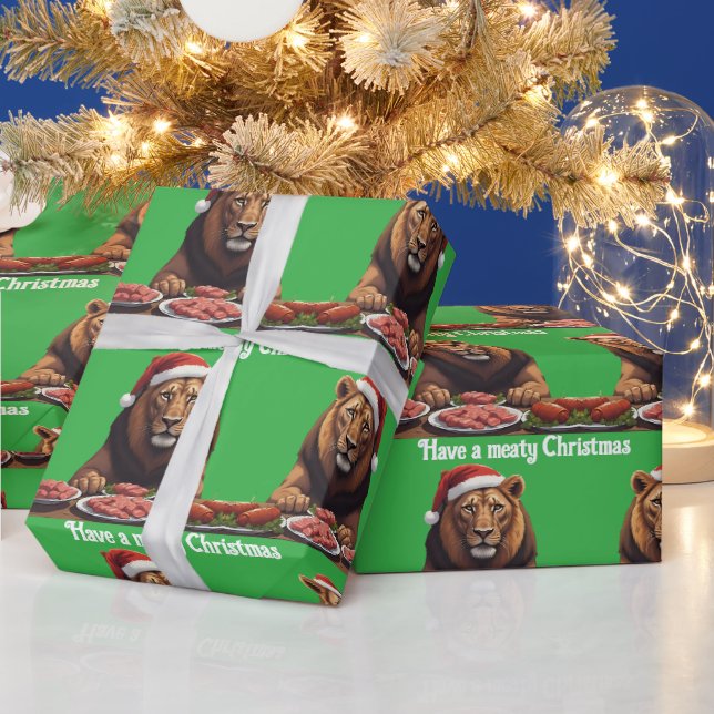 carnivore lion Christmas holiday Wrapping Paper (Holidays)
