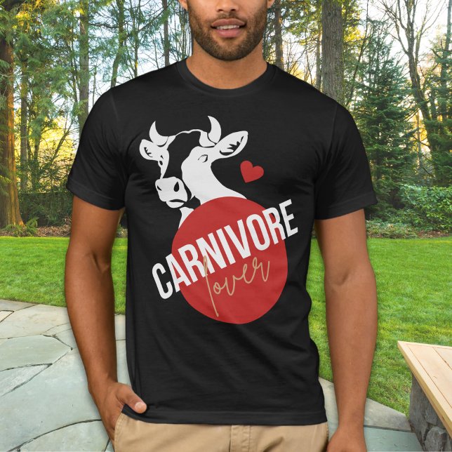 Carnivore Lover Funny Cow Unisex T-Shirt (Indulge your primal passion with our 'Carnivore Lover' tee featuring a bold cow head design. )