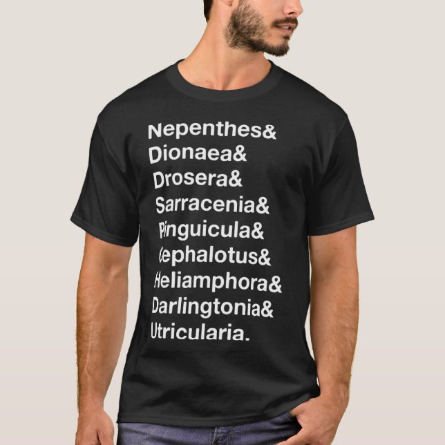 Carnivorous Plant List Shirt With Dionaea & Nepent (Front)