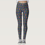 Carnivorous Plants Nepenthes and Venus Fly Traps Leggings<br><div class="desc">Features a pattern of carnivorous plants with illustrations of nepenthes or pitcher plants and venus fly traps in flowerpots surrounded by flies and set against a navy blue background.</div>