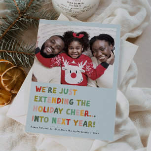 CAROL Blue Cute Late New Years Funny Christmas Holiday Card