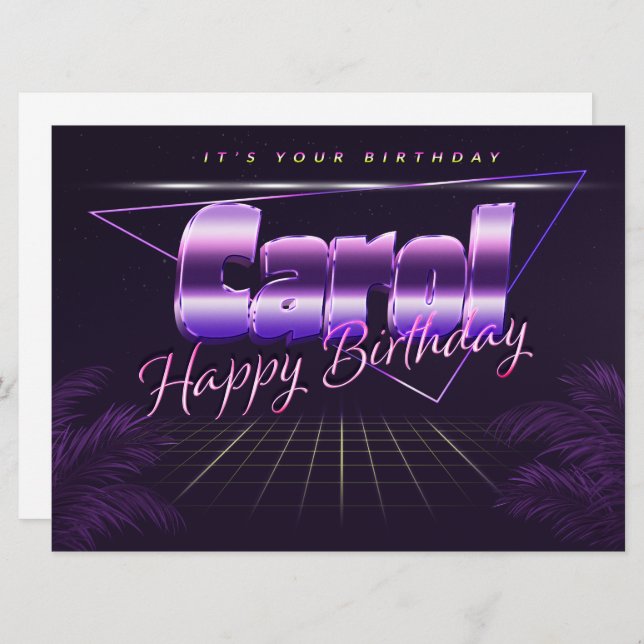 Carol Name First Name pura retro card Birthday (Front/Back)
