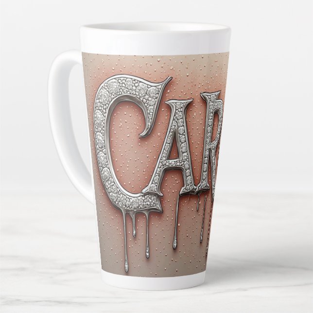 Carol Name in Dripping Gold Latte Mug (Left Angle)