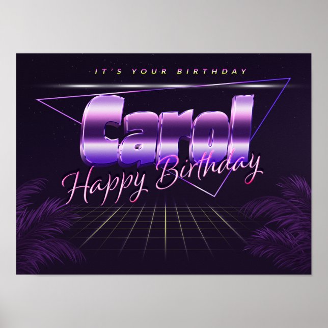 Carol Name Vorname lila retro Poster Geburtstag (Front)
