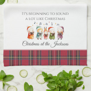 Carol Singers Carollers Music Customised Christmas Tea Towel