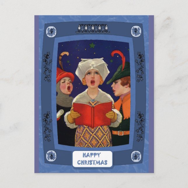 Carol singing - Silent night traditional Xmas card (Front)