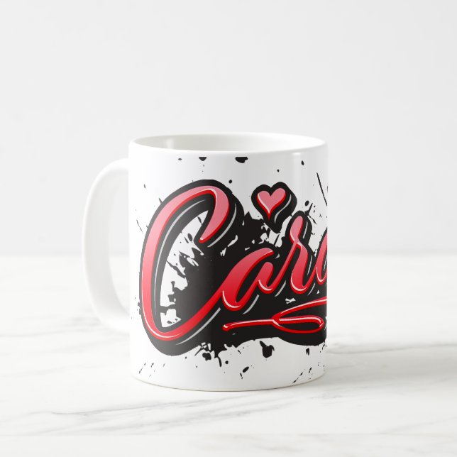 Carola red Heart Graffiti Tasse Kaffeetasse Coffee Mug (Front Left)