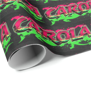 Carola Vorname Name Graffiti red green Wrapping Paper