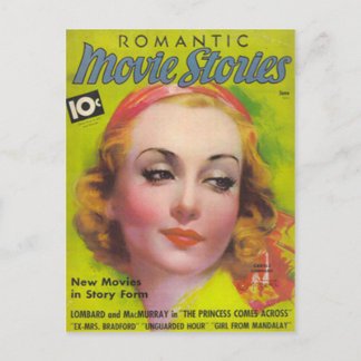Carole Lombard on the cover of Movie Stories 1936 Postcard
