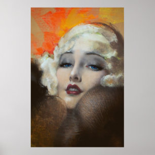 Carole Lombard Portrait  Art Deco  Poster