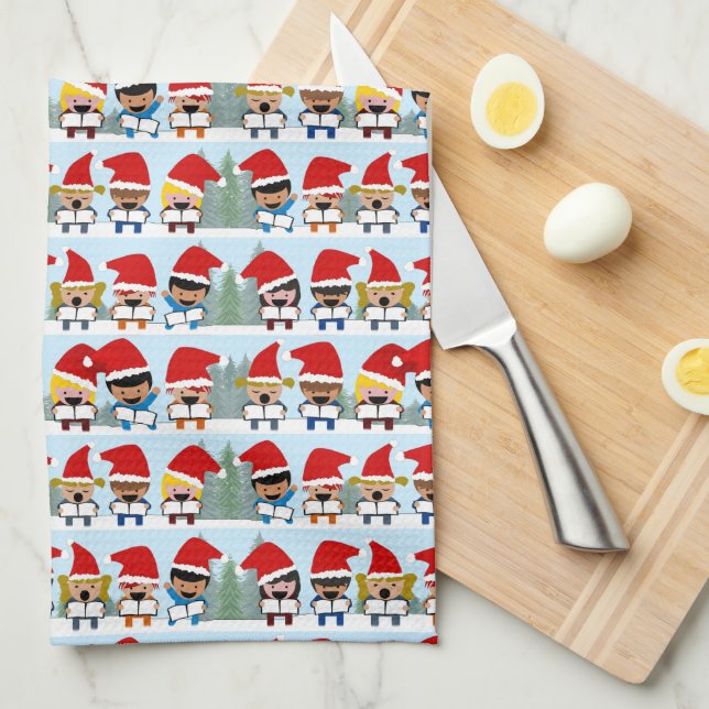  Carolers Christmas  Tea Towel (Quarter Fold)