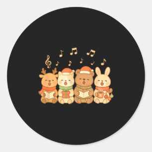 Carolers Kids Boys Girls Christmas Carolers Classic Round Sticker
