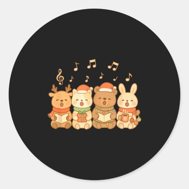 Carolers Kids Boys Girls Christmas Carolers  Classic Round Sticker (Front)