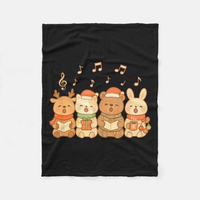 Carolers Kids Boys Girls Christmas Carolers  Fleece Blanket (Front)
