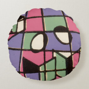 Carolers Stainglass Round Cushion