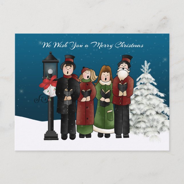 Carolers Winter Scene Holiday Postcard (Front)