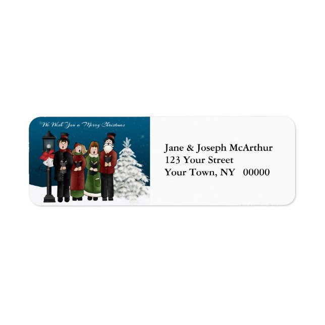 Carolers Winter Scene Return Address Label (Front)