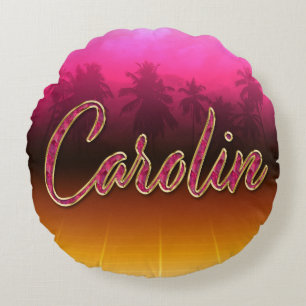 Carolin Vorname Name golden pink Kissen Round Cushion