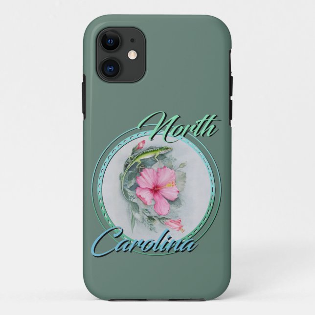 Carolina Anole & Hibiscus  Case-Mate iPhone Case (Back)