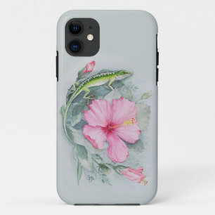 Carolina Anole & Hibiscus  iPhone 11 Case