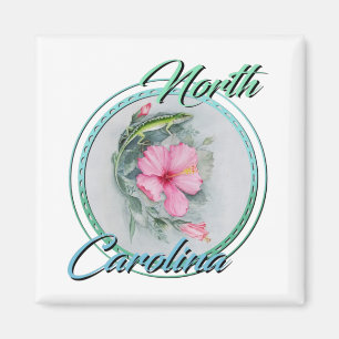 Carolina Anole & Hibiscus Magnet