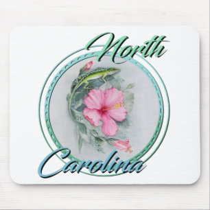 Carolina Anole & Hibiscus Mouse Pad