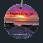 Carolina Beach 2014 Christmas Tree Ornament<br><div class="desc">2014 Christmas Tree Ornament with an image of the Sunrise over Carolina Beach,  NC</div>