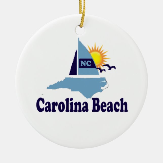 Carolina Beach. Ceramic Ornament (Front)