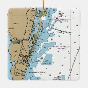Carolina Beach NC Chart Ceramic Ornament