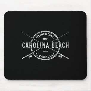 Carolina Beach Nc Vintage Crossed Fishing Rods Mouse Pad