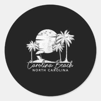 Carolina Beach North Carolina Nc Vintage Sunset Su Classic Round Sticker