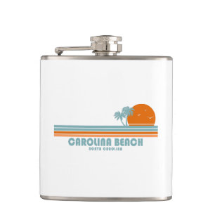 Carolina Beach North Carolina Sun Palm Trees Hip Flask
