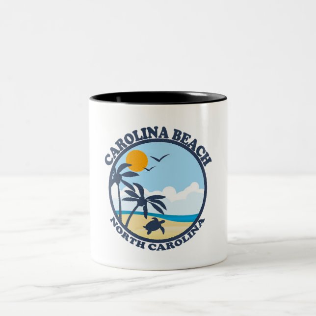 Carolina Beach. Two-Tone Coffee Mug (Center)