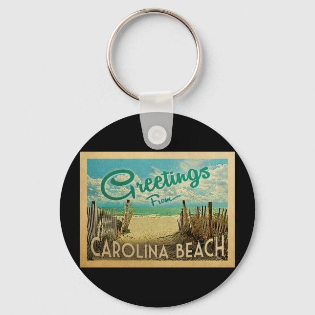 Carolina Beach Vintage Travel Key Ring (Front)