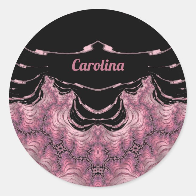 CAROLINA ~ Black and Pink ~   Classic Round Sticker (Front)