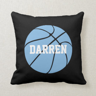 Carolina Blue Basketball Custom Name Throw Pillow