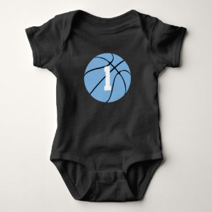 Carolina Blue Basketball Jersey Number Baby Bodysuit