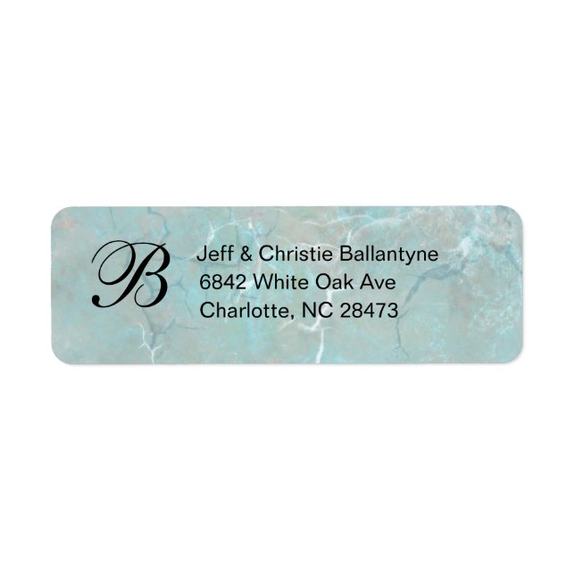 Carolina Blue Concrete Monogram Return Address Lab Label (Front)