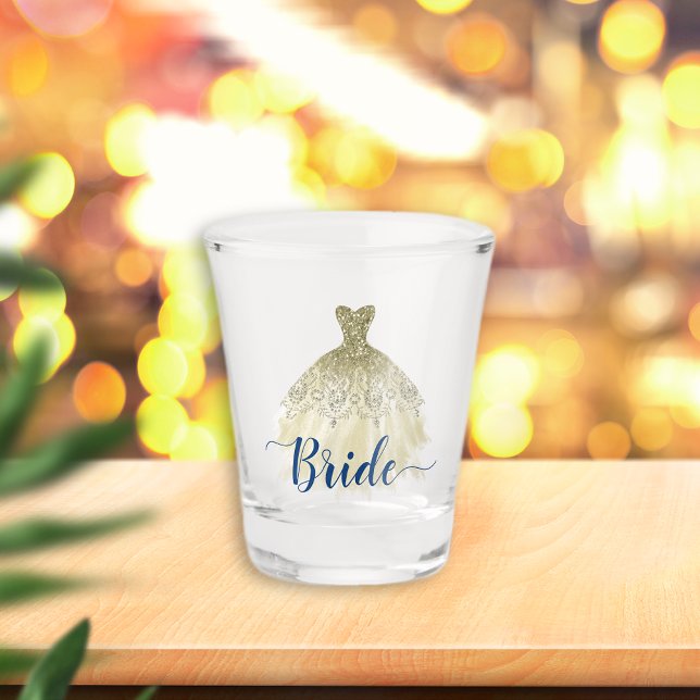 Carolina Blue Golden Dress For Bride Shot Glass (Creator Uploaded)