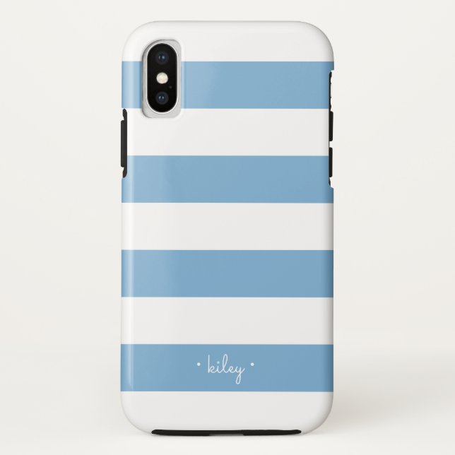 Carolina Blue Stripe Personalised Case-Mate iPhone Case (Back)